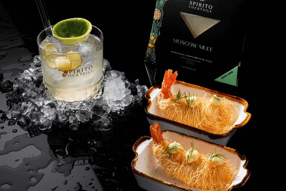 Ricetta da apericena a base di gamberi fritti con moscow mule cocktail